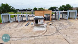 Updated Freddie’s Carwash facility featuring exterior improvements ahead of the July grand opening.