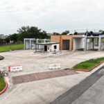 Aerial view of Freddie’s Carwash after exterior renovations and site improvements in Wells Branch.